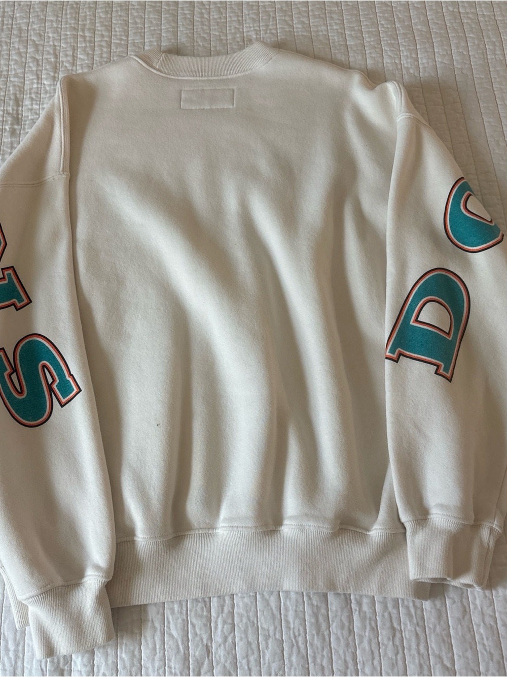 Abercrombie & Fitch White Crewneck Sweatshirt with Miami Dolphins Team Graphic - Picture 3 of 3